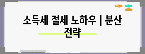 소득세 절세 노하우 | 분산 전략