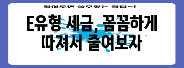 종합소득세 E유형 절세의 모든 것, 세금 걱정 덜자