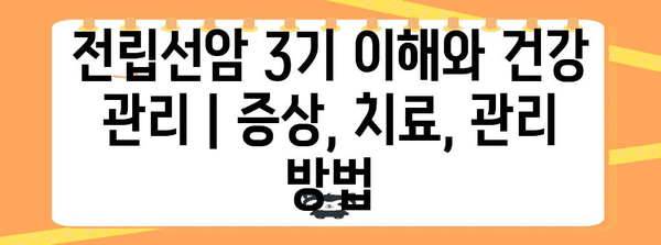 전립선암 3기 이해와 건강 관리 | 증상, 치료, 관리 방법