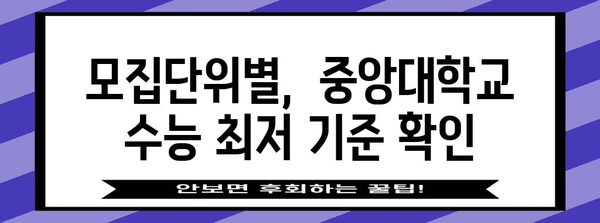 중앙대학교 수능 최저 기준 완벽 정리 | 2024학년도, 학과별, 모집단위, 상세 분석