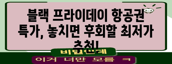 블랙 프라이데이 항공권 특가 놓치지 마세요! | 최저가 항공권 추천, 예약 팁, 할인 정보