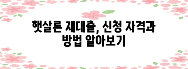 햇살론 재대출 및 추가대출 정부 지원 안내