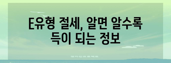 종합소득세 E유형 절세의 모든 것, 세금 걱정 덜자