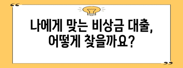 비상금 대출 비교 | 똑똑한 선택을 위한 옵션