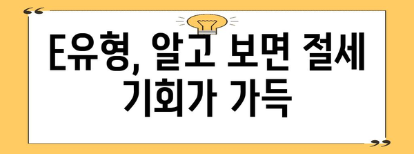 종합소득세 E유형 절세의 모든 것, 세금 걱정 덜자