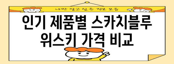스카치블루 위스키 가격 비교 가이드 | 최신 가격 및 판매처 정보