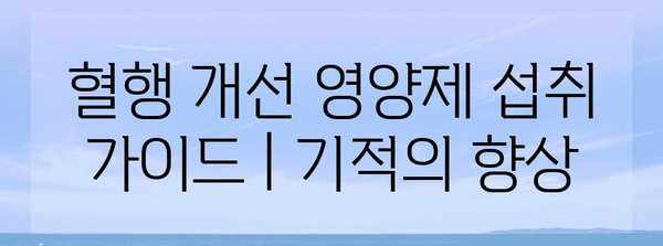 혈행 개선 영양제 섭취 가이드 | 기적의 향상