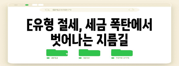 종합소득세 E유형 절세의 모든 것, 세금 걱정 덜자