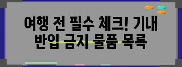 기내 반입 금지 물품 기억 안내서