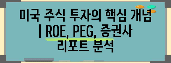 미국 주식 투자의 핵심 개념 | ROE, PEG, 증권사 리포트 분석