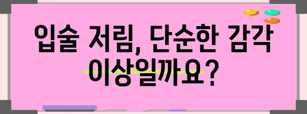 입술 저림의 숨겨진 진실
