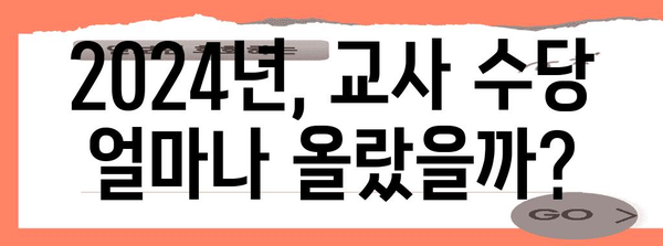 2024년 교사 수당 증액 현황과 유형