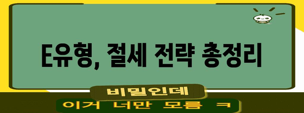 종합소득세 E유형 절세 완전 해결책