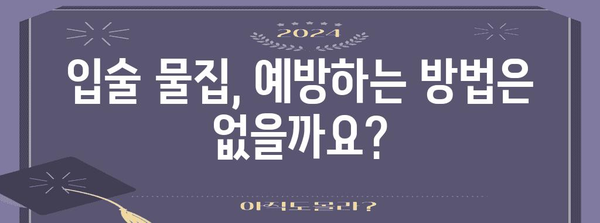 입술 물집 대처법 | 원인 파악에서 수술 시술까지 알아보기