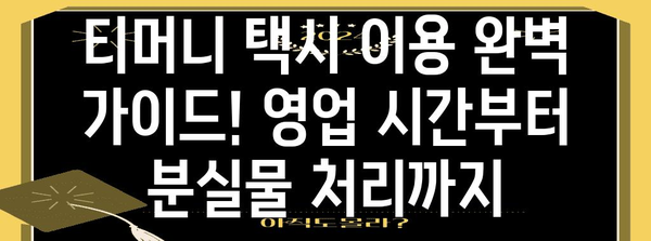 티머니 택시 이용 완벽 가이드! 영업 시간부터 분실물 처리까지