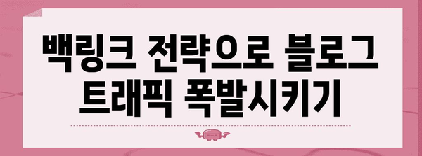 백링크 마케팅을 통한 블로그 트래픽 가속
