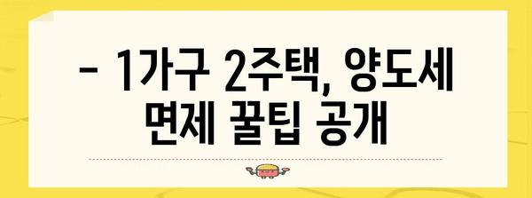 세금 없는 부동산 | 1가구 2주택 양도소득세 조건 해설