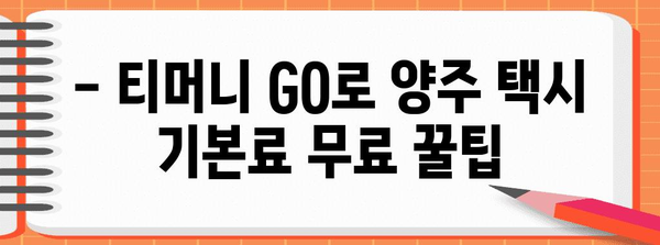 티머니 GO로 양주 택시 혜택 활용법 | 기본료 무료 꿀팁