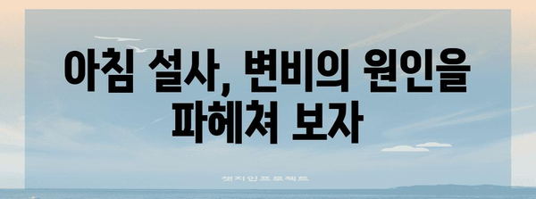 아침 설사와 변비의 원인과 해결책 | 변비와 설사의 이중 고민 풀기