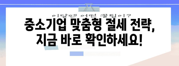 중소기업 소득세 절세 전략 | 감면 혜택 활용 가이드