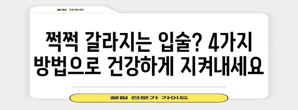 건조한 입술 대비 4가지 필수법 | 트임에 맞서 싸우는 방법