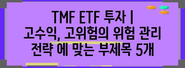 TMF ETF 투자 | 고수익, 고위험의 위험 관리 전략