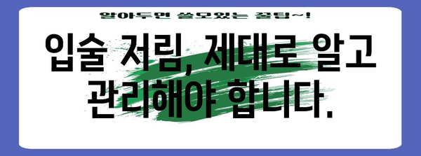 입술 저림의 숨겨진 진실