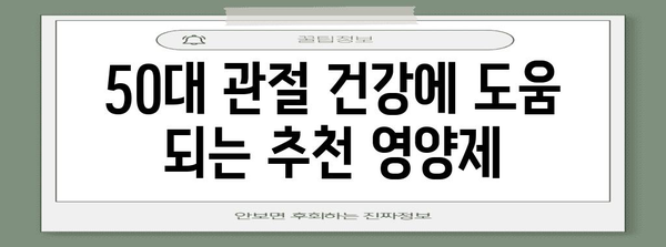 50대 관절 건강 지키는 영양제 선택 가이드 | 필수 영양소, 추천 제품