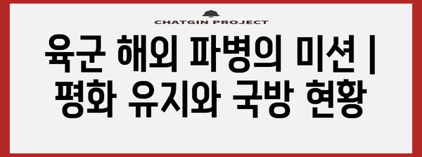 육군 해외 파병의 미션 | 평화 유지와 국방 현황