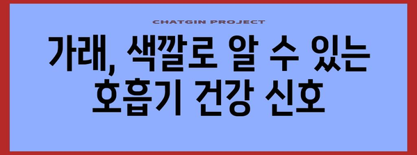 가래 증상과 색깔의 의미 | 호흡기 질환 이해하기