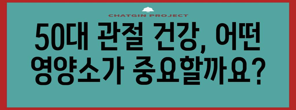 50대 관절 건강 지키는 영양제 선택 가이드 | 필수 영양소, 추천 제품