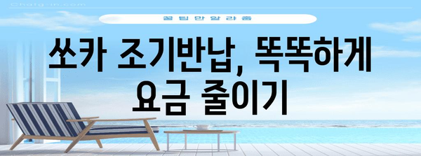 쏘카 조기반납 요금 최적화 가이드 | 돈 절약 꿀팁 포함