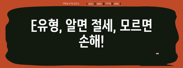 종합소득세 E유형 절세 완전 해결책