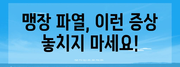 맹장 파열의 경고 신호 | 심각한 결과 알아두기