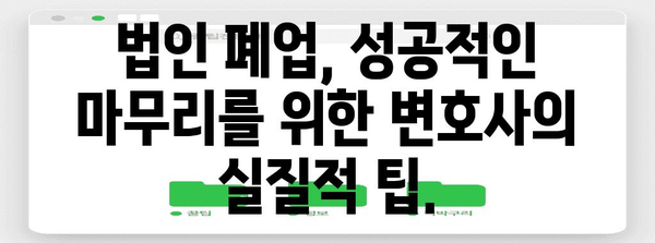 법인 폐업 완전 가이드 | 변호사의 실질적 팁